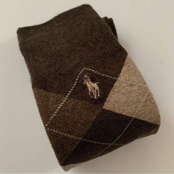 NEW Ralph Lauren long brown argyle socks - Picture 12 of 14